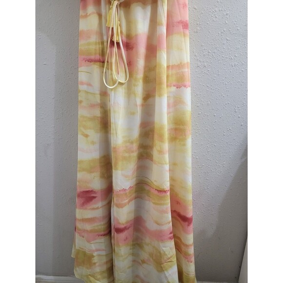 Lulu's Full of Sunshine Yellow Tie-Dye Strapless Maxi Dress M, New, Retails $69 - Picture 8 of 11